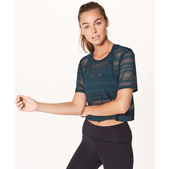 lululemon athletica Tops - Lululemon Sweat Your Heart Out Short Sleeve Crop